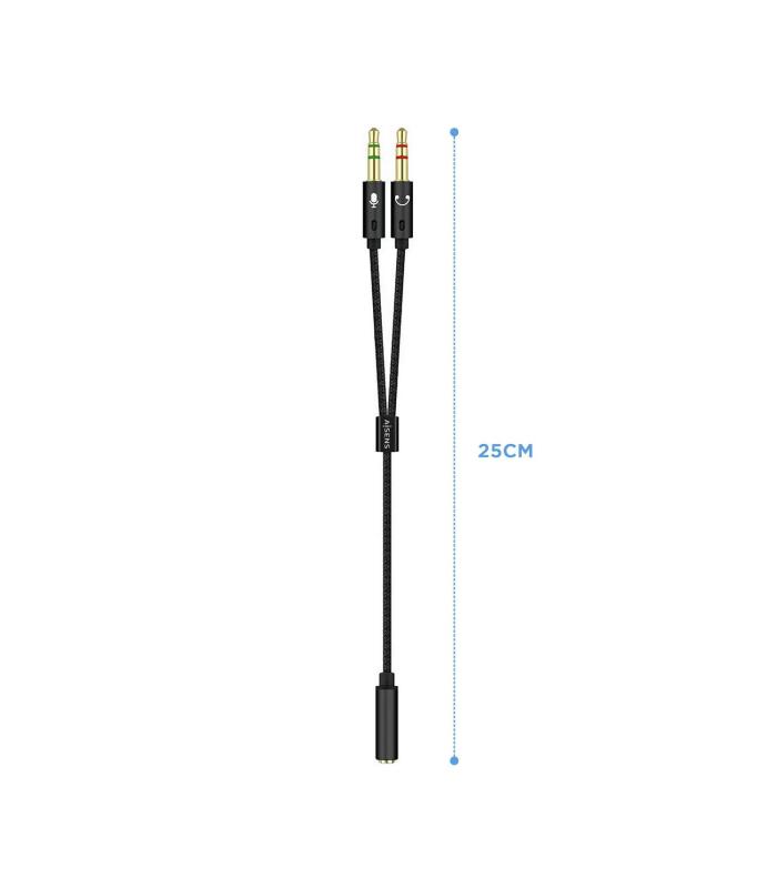 CABLE ADAPTADOR AISENS AUDIO JACK 3.5 4P H-2XJACK 3.5 3P M 25CM