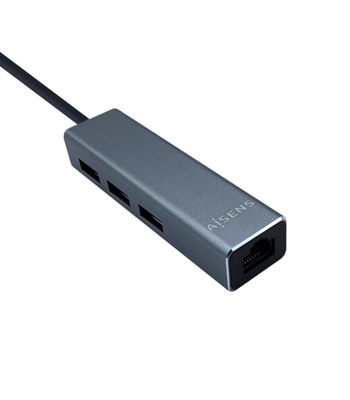 Hub USB Tipo-C Aisens A109-0396  3xUSB  1xRJ45  Gris