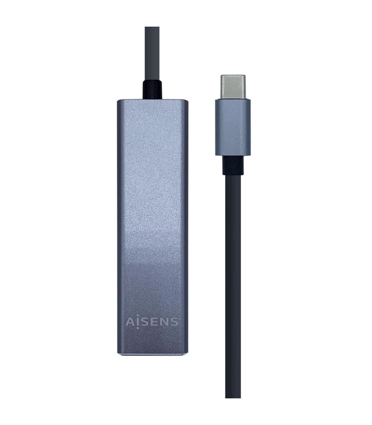 Hub USB Tipo-C Aisens A109-0396  3xUSB  1xRJ45  Gris