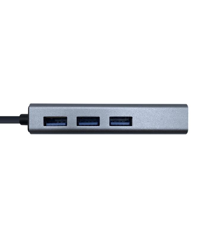 Hub USB Tipo-C Aisens A109-0396  3xUSB  1xRJ45  Gris