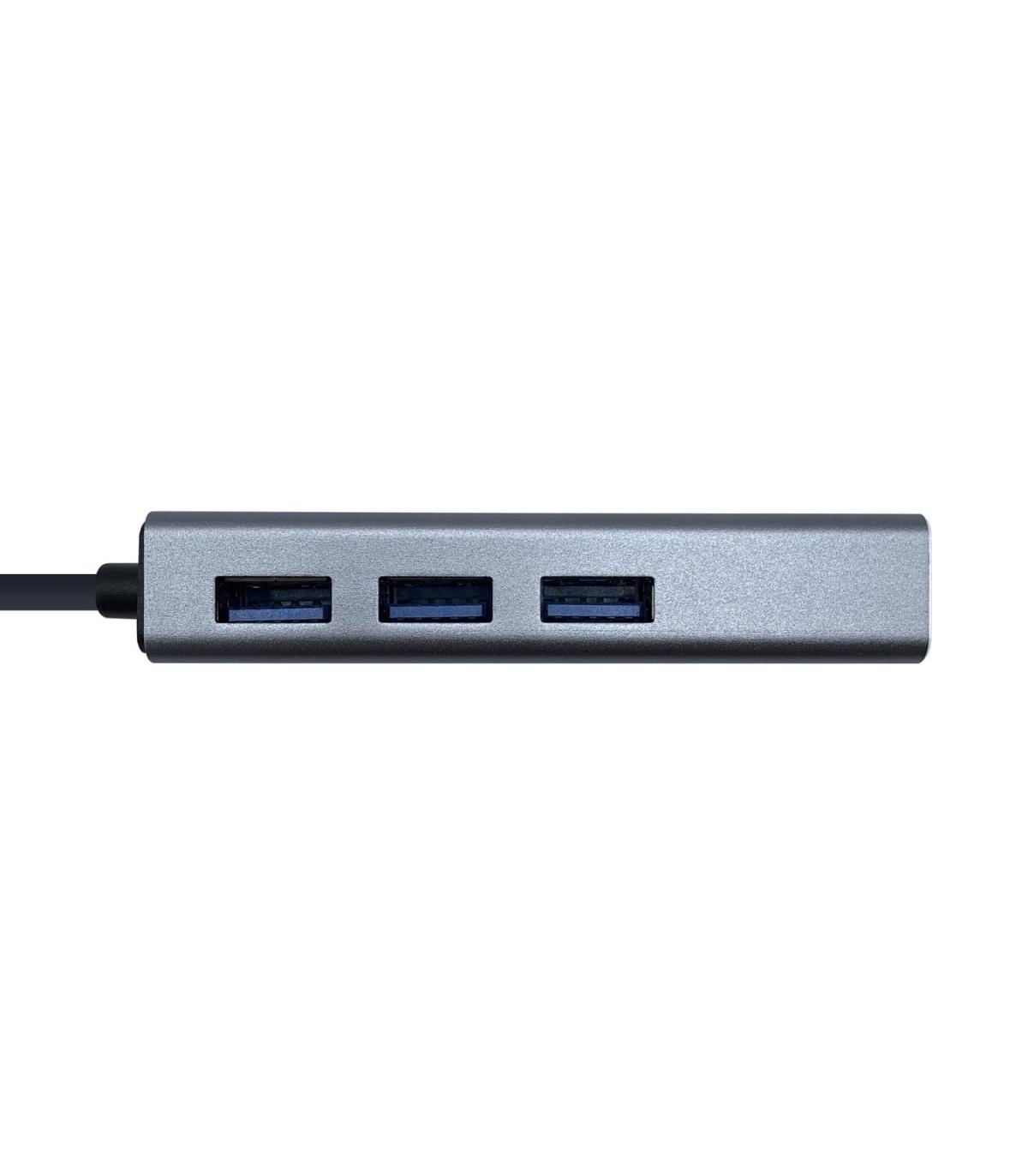 Hub USB Tipo-C Aisens A109-0396  3xUSB  1xRJ45  Gris
