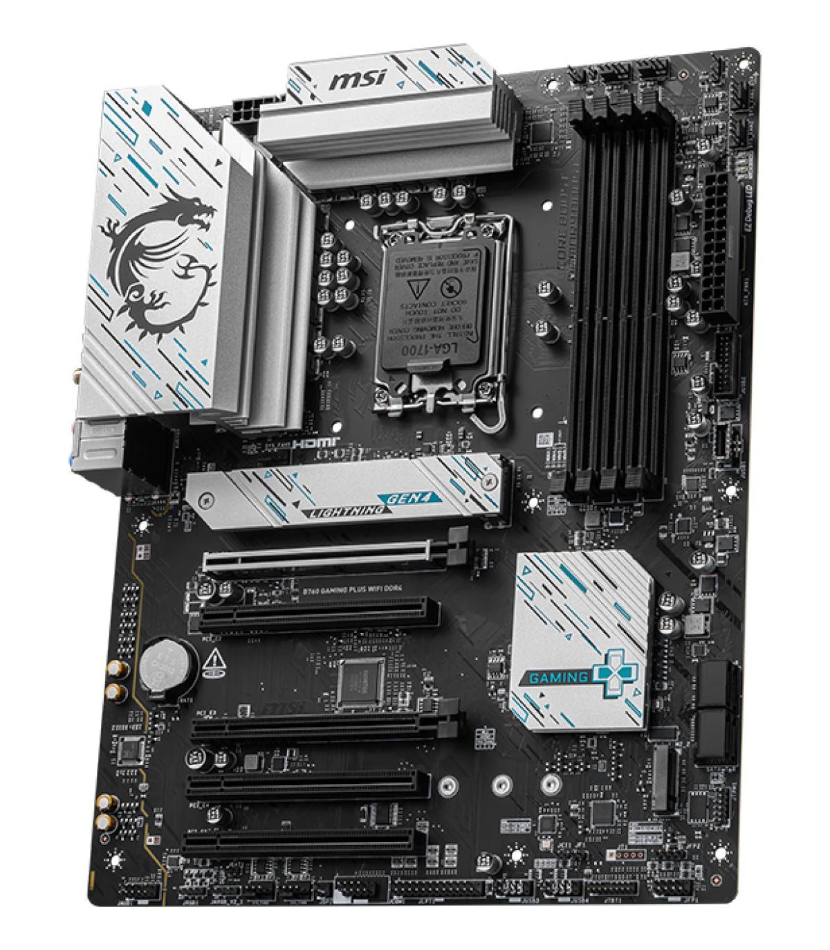 PLACA MSI B760 GAMING PLUS WIFI DDR4,INTEL,1700,B760,4DDR4,192GB,HDMI+DP,4SATA+2M.2,6USB 3.2,2.5GB+WIFI6E+BT5.3,ATX