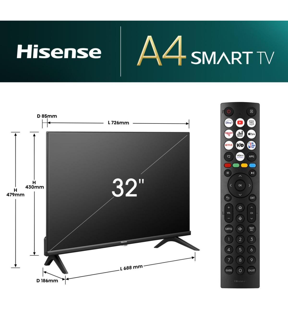 TV HISENSE 32A4N 32"MODO JUEGO DEPORTES IA DOLBY DTS TDT