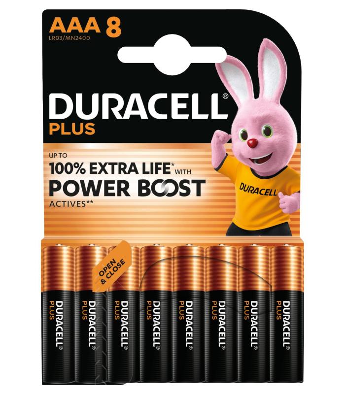 Pack De 8 Pilas AAA Duracell Plus Power Boost DPBLR3B8  1.5V  Alcalinas