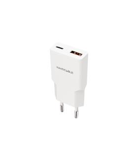 Nanocable Cargador USB-C PD + USB-A QC 20W Blanco