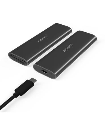 Caja Externa Para Disco SSD M.2 SATA NVMe Aisens ASM2-015GR  USB 3.1  Sin Tornillos