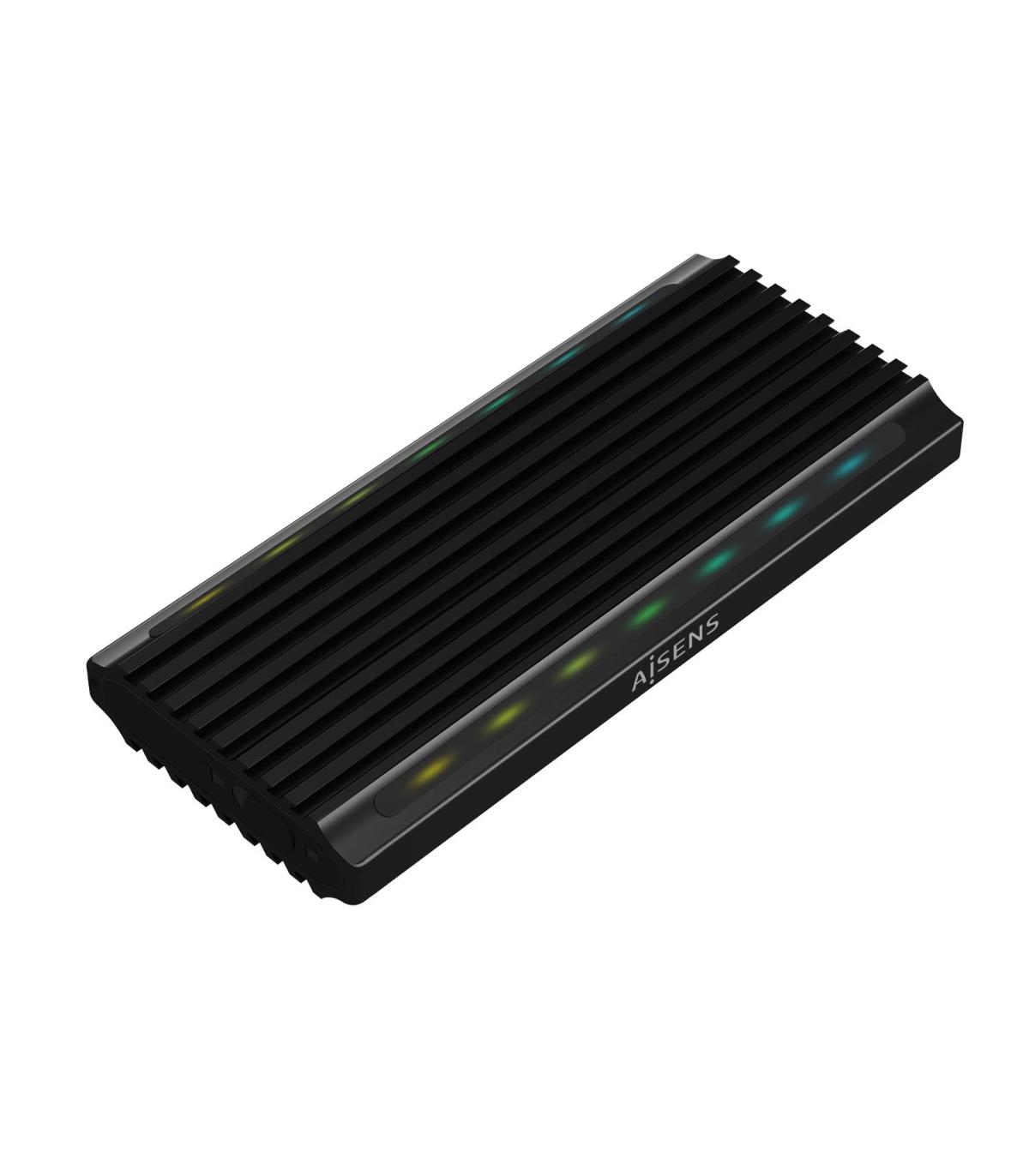 Caja Externa Para Disco SSD M.2 SATA NVMe Aisens ASM2-RGB012B  USB 3.2  Sin Tornillos