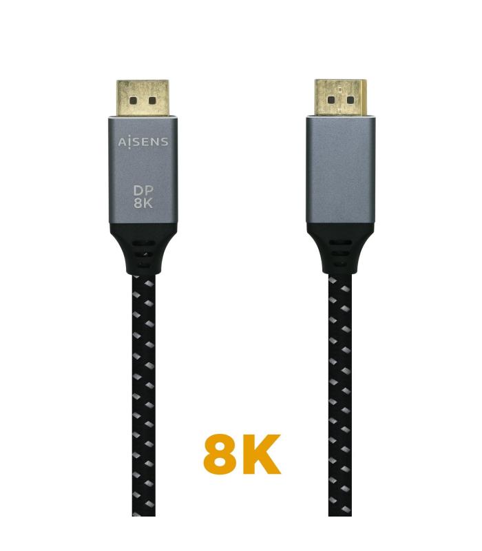 CABLE AISENS DISPLAYPORT V1.4 8K60HZ DP M-DP M GRIS NEGRO 3.0M