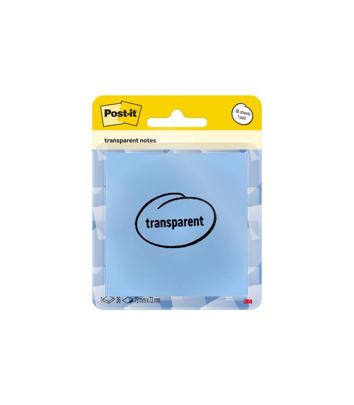 BLISTER 36 HOJAS NOTAS TRANSPARENTES 600-1TRSPB 73X73 MM AZUL PASTEL POST-IT 7100394509