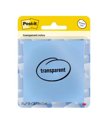 BLISTER 36 HOJAS NOTAS TRANSPARENTES 600-1TRSPB 73X73 MM AZUL PASTEL POST-IT 7100394509