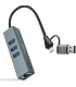 Hub USB + USB Tipo-C 3.0 Nanocable 10.03.0412/ 3xUSB/ 1xRJ45/ Gris