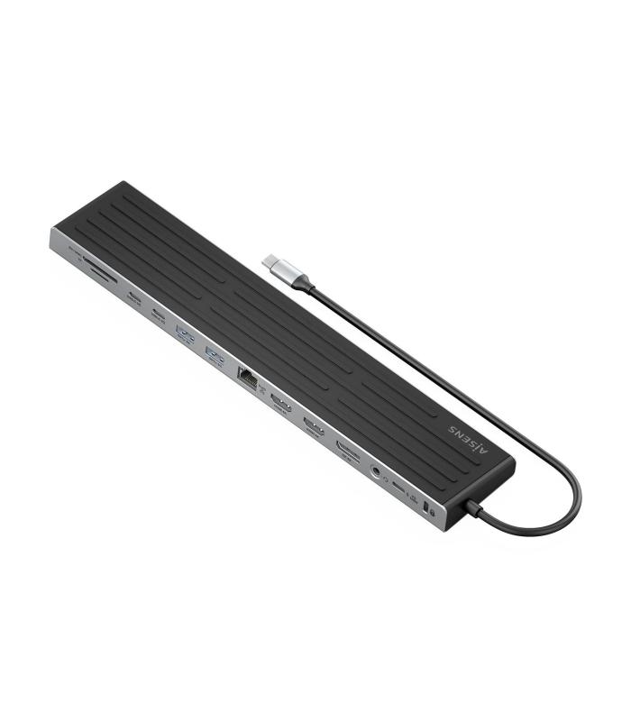 Hub USB Tipo-C Aisens ASUC-13P042-GR  2xUSB Tipo-C  1xUSB Tipo-C PD  2xUSB  2xHDMI  1xDisplayPort  1xLector De Tarjetas  1xJack 