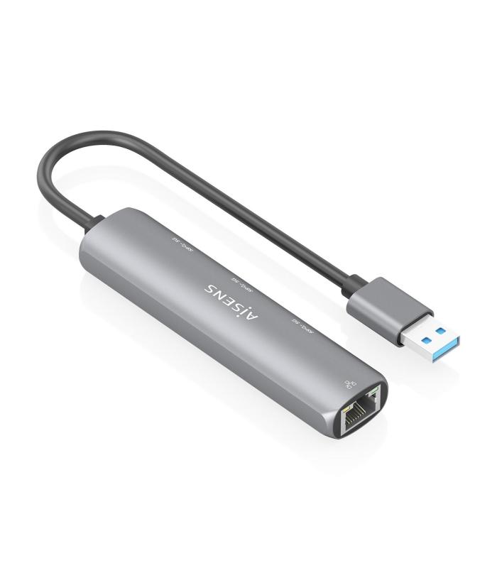 Hub USB Aisens ASUC-4P034-GR  3xUSB  1xRJ45  Gris