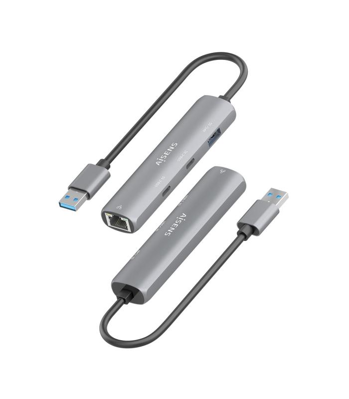 Hub USB Aisens ASUC-4P036-GR  2xUSB Tipo-C  1xUSB  1xRJ45  Gris