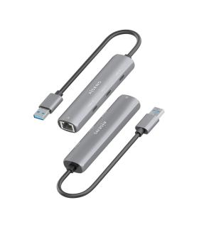 Hub USB Aisens ASUC-4P037-GR  3xUSB Tipo-C  1xRJ45  Gris