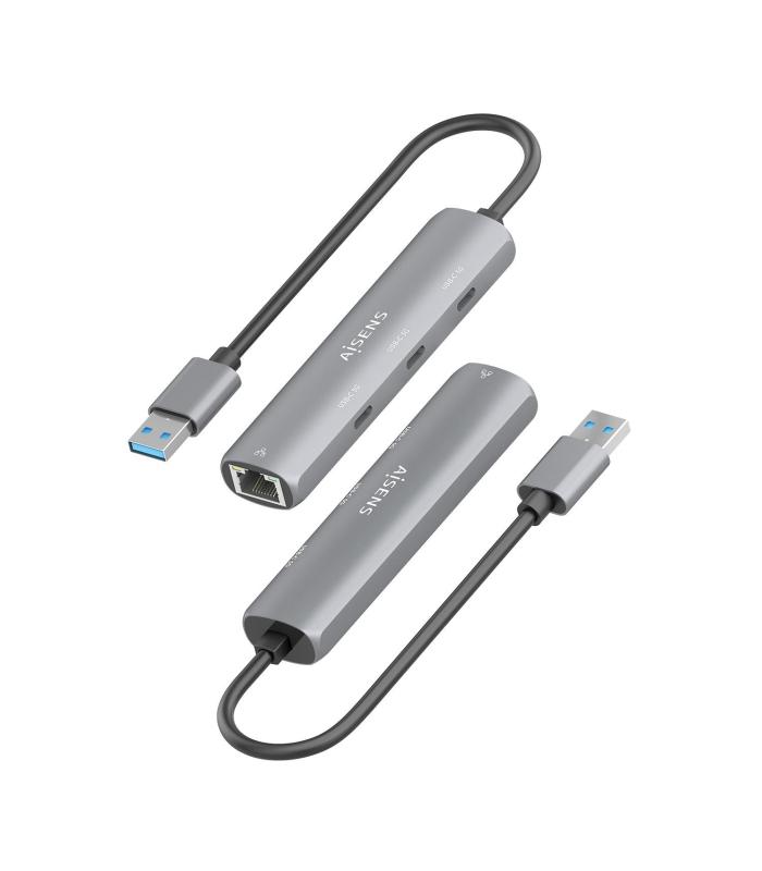 Hub USB Aisens ASUC-4P037-GR  3xUSB Tipo-C  1xRJ45  Gris