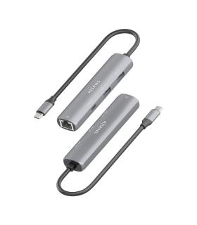 Hub USB Tipo-C Aisens ASUC-4P038-GR  1xUSB Tipo-C  2xUSB  1xRJ45  Gris