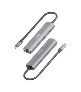 Hub USB Tipo-C Aisens ASUC-4P041-GR  3xUSB Tipo-C  1xRJ45  Gris