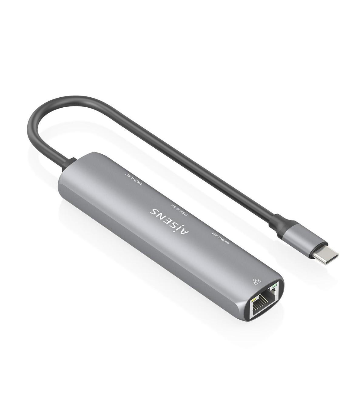 Hub USB Tipo-C Aisens ASUC-4P041-GR  3xUSB Tipo-C  1xRJ45  Gris