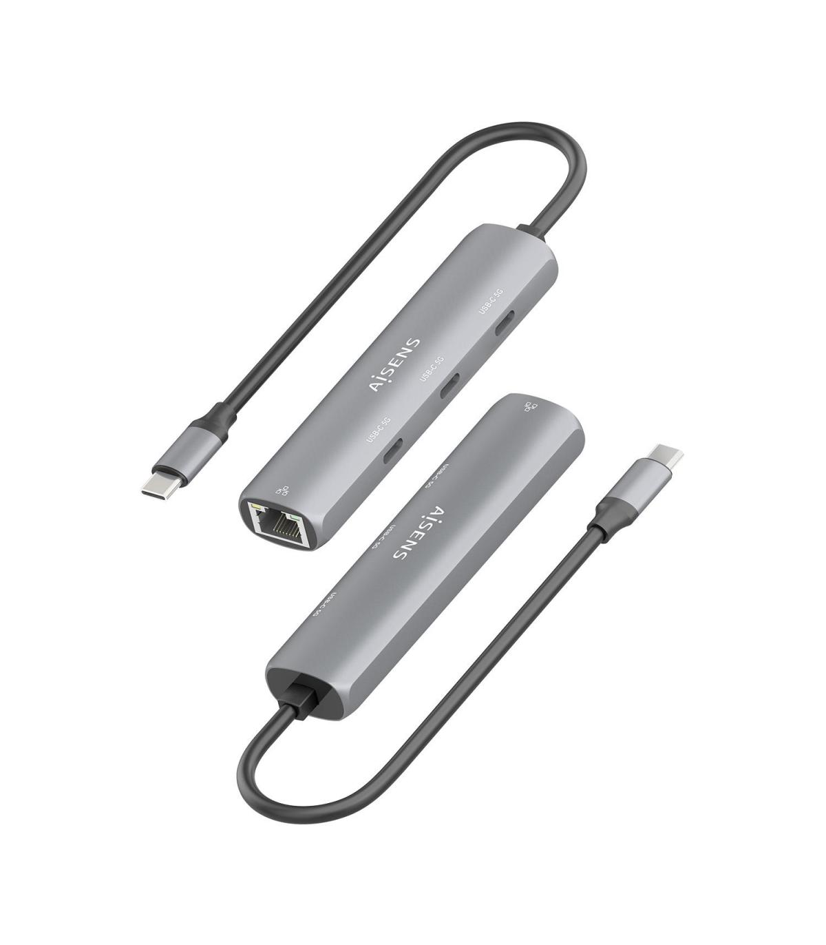 Hub USB Tipo-C Aisens ASUC-4P041-GR  3xUSB Tipo-C  1xRJ45  Gris