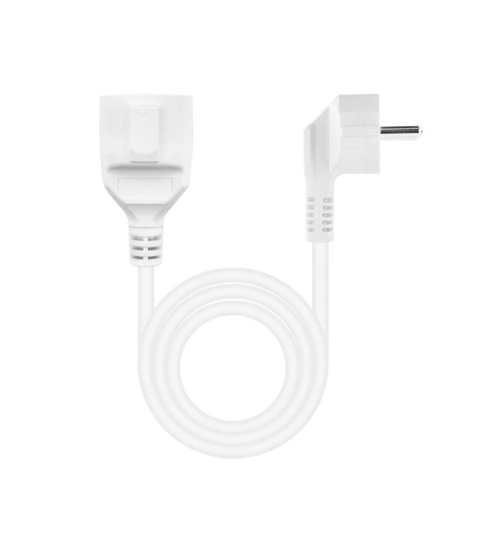 Cable Alargador De Corriente Nanocable 10.22.0603-W  Schuko Hembra - Schuko Macho  3m  Blanco
