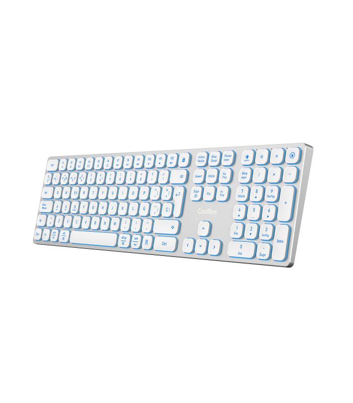 TECLADO COOLBOX INALAMBRICO ILUMINADO B431 RECARGABLE BT5.1 2.4G ALUMINIO BLANCO