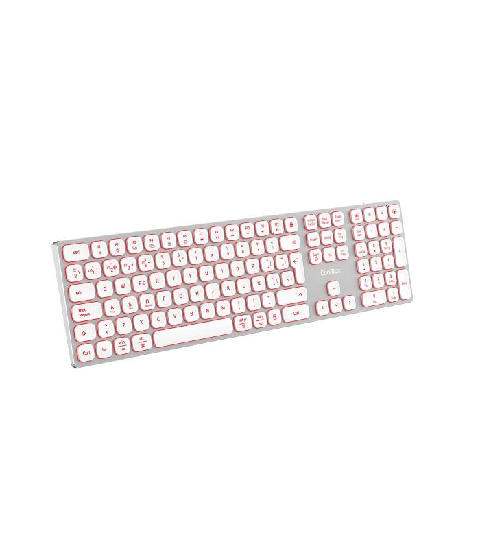 TECLADO COOLBOX INALAMBRICO ILUMINADO B431 RECARGABLE BT5.1 2.4G ALUMINIO BLANCO