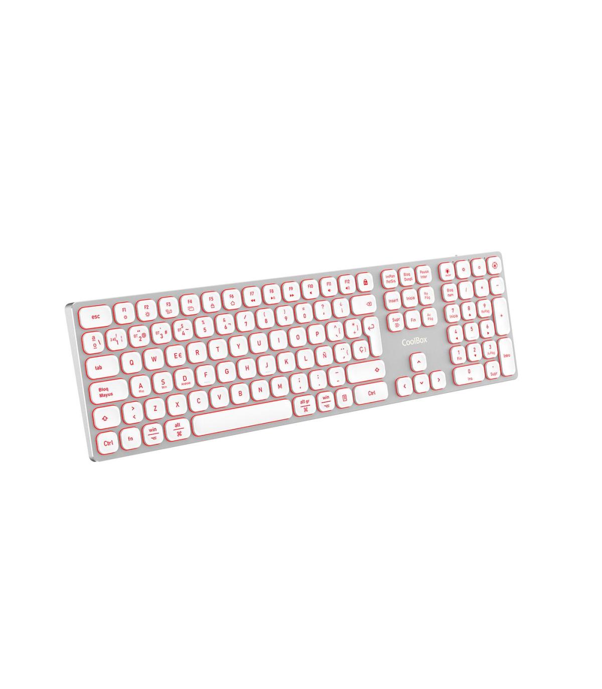 TECLADO COOLBOX INALAMBRICO ILUMINADO B431 RECARGABLE BT5.1 2.4G ALUMINIO BLANCO