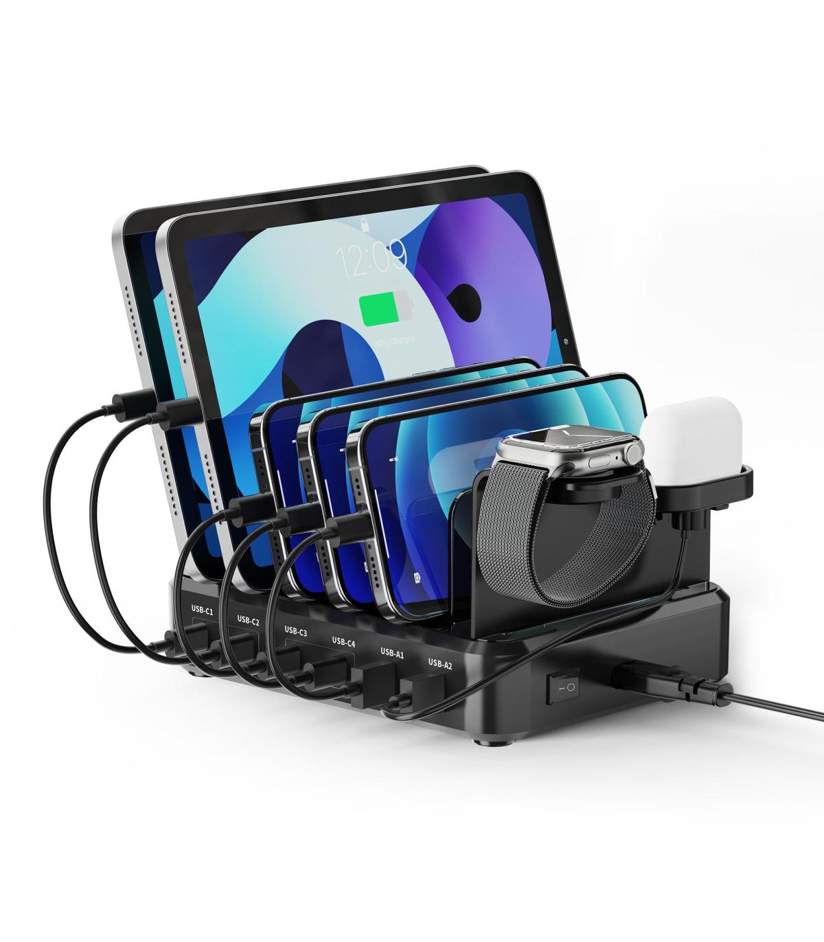 EWENT Estacin De Carga 6 USB 130w Reloj-Auric