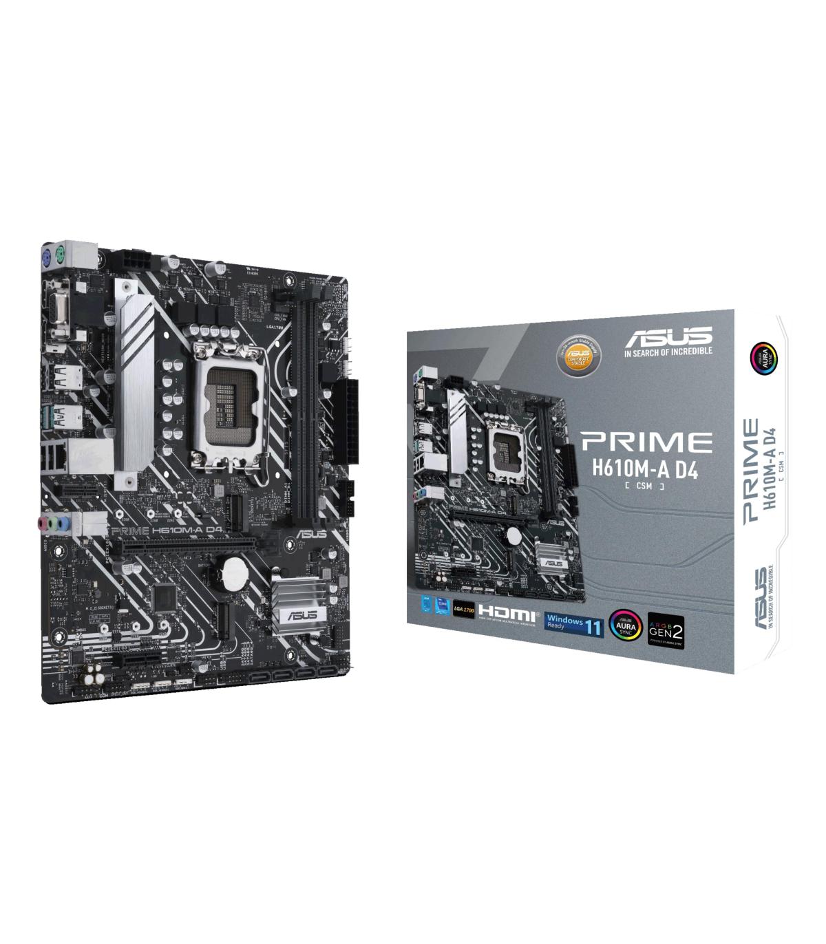 Placa Base Asus Prime H610M-A D4-CSM  Socket 1700  DDR4  PCIe 4.0  Micro ATX