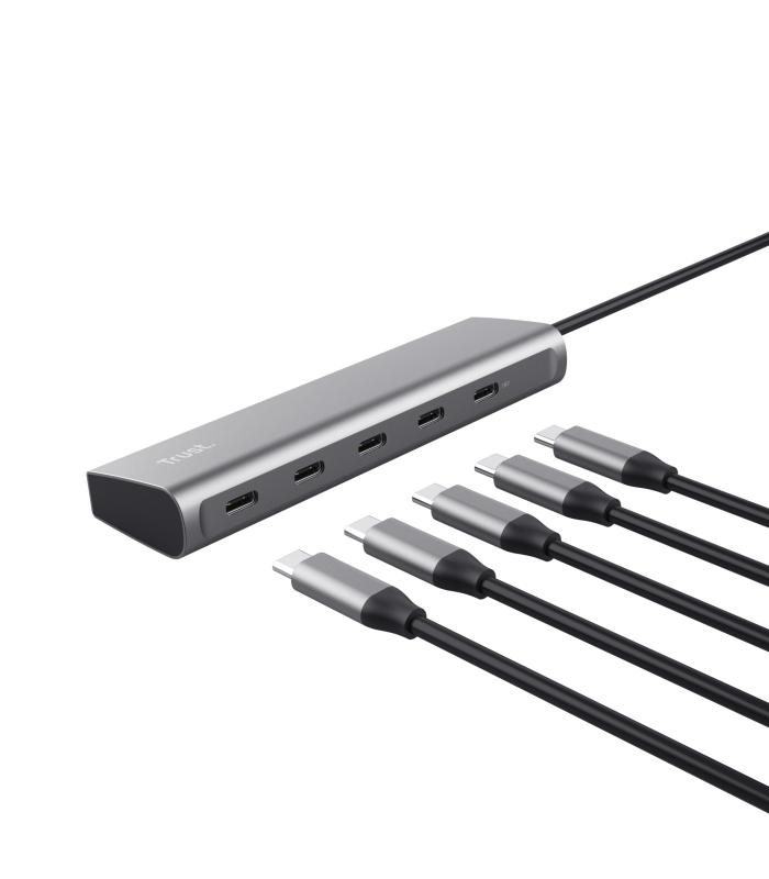 Hub USB Tipo-C Trust Halyx  4xUSB Tipo-C  1xUSB Tipo-C PD