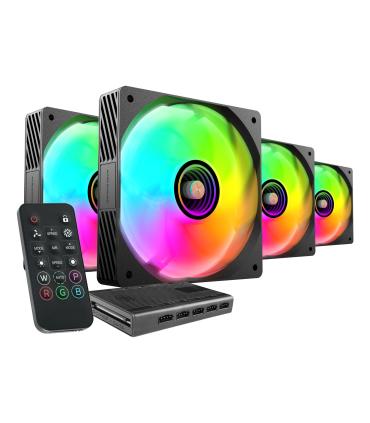 Pack 4 Ventiladores Mars Gaming MF-SI4KIT  12cm + HUB + Mando A Distancia  ARGB