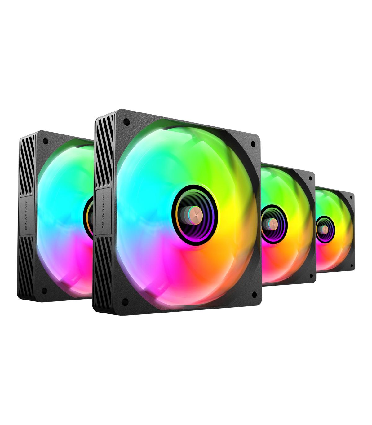 Pack 4 Ventiladores Mars Gaming MF-SI4KIT  12cm + HUB + Mando A Distancia  ARGB