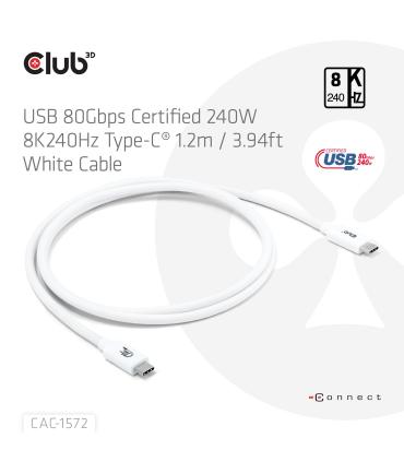 CABLE CLUB3D CERTIFICADO USB80G TIPO-C 1.2M