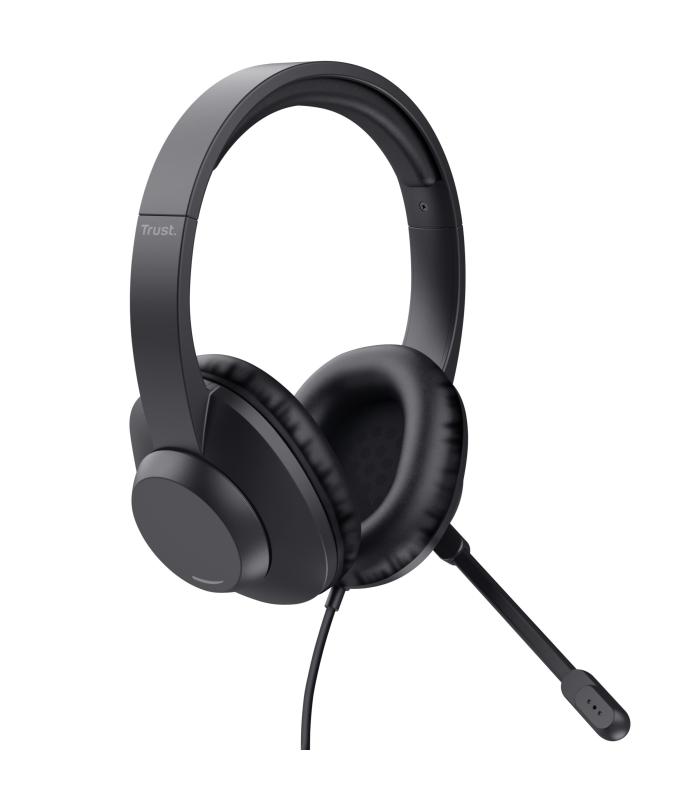 Auriculares Trust Ayda Max  Con Micrfono  Jack 3.5  Negros