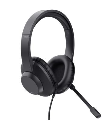 Auriculares Trust Ayda Max  Con Micrfono  Jack 3.5  Negros
