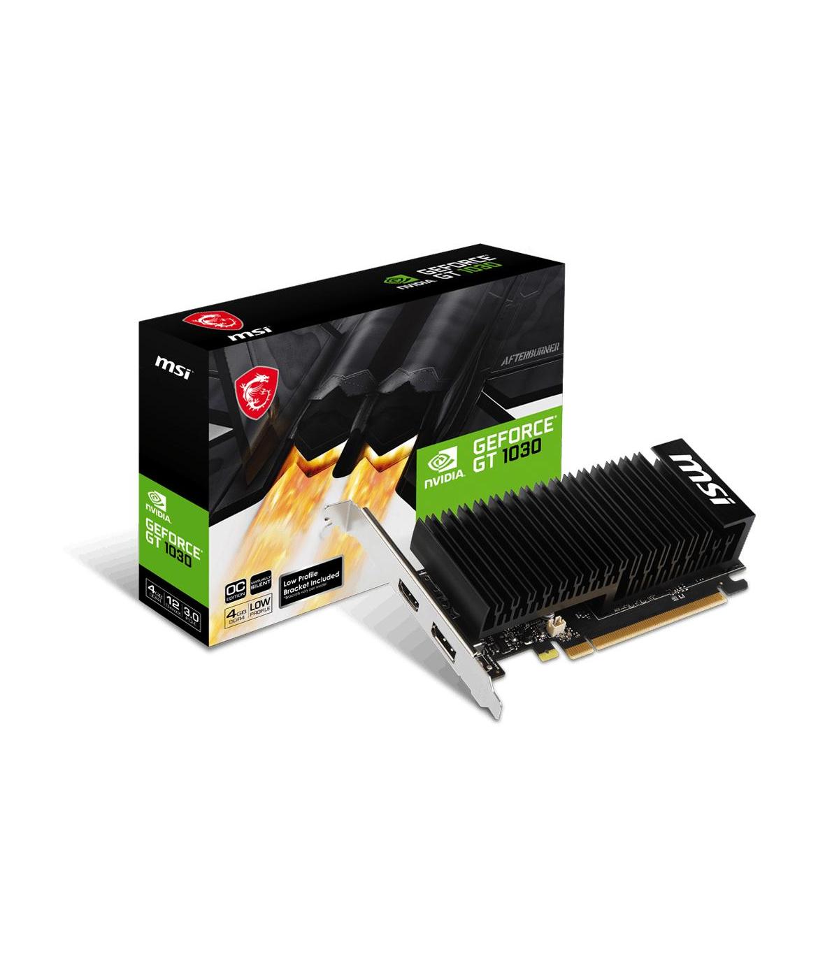 VGA MSI GT 1030 4GHD4 LP OC,NV,GT1030,4GB,DDR4,64BIT,DP+HDMI,DISIPADOR (DISEO LOW PROFILE+BRACKET)