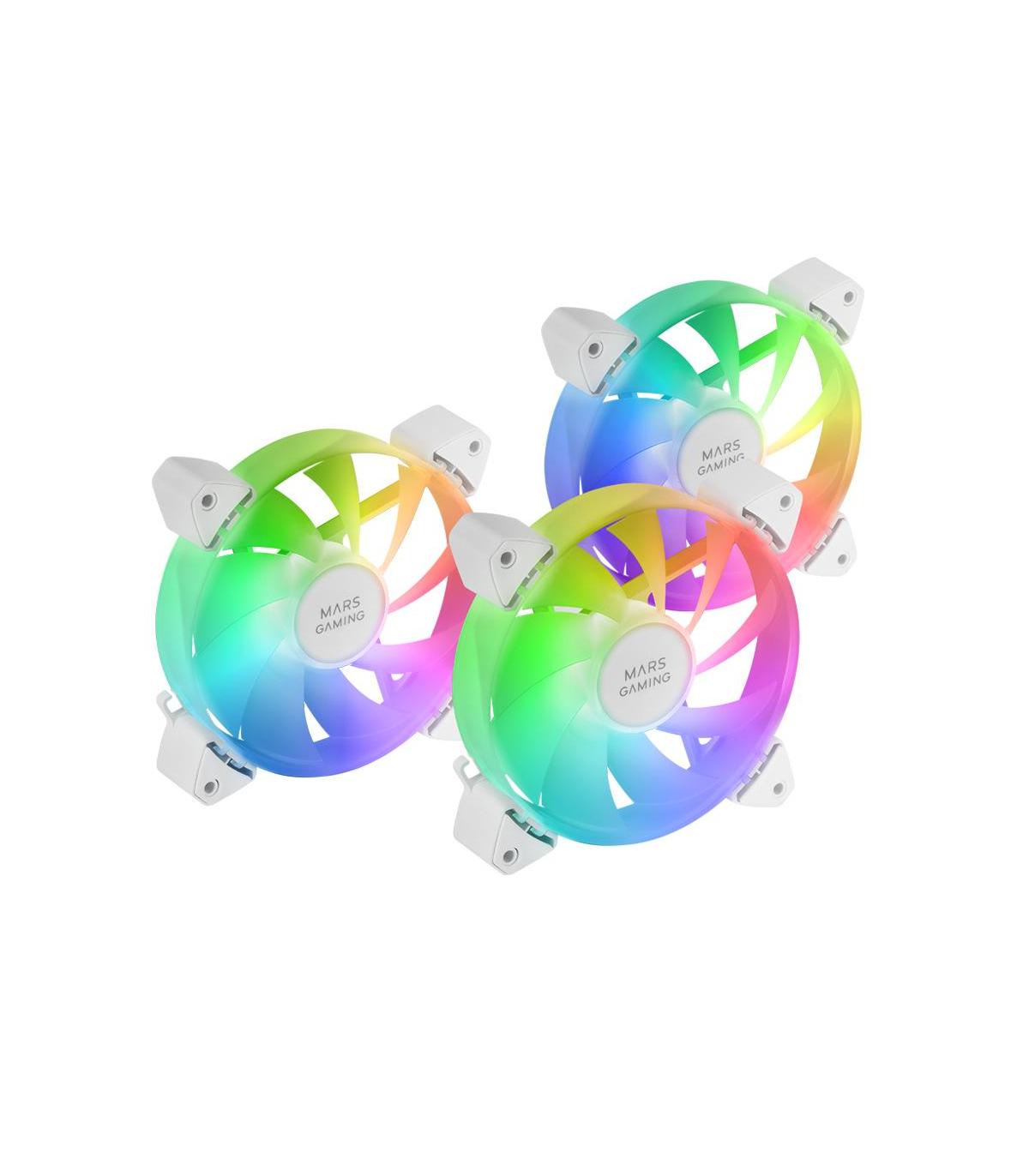 Pack 3 Ventiladores Mars Gaming MF-3A  12cm  ARGB  Blanco