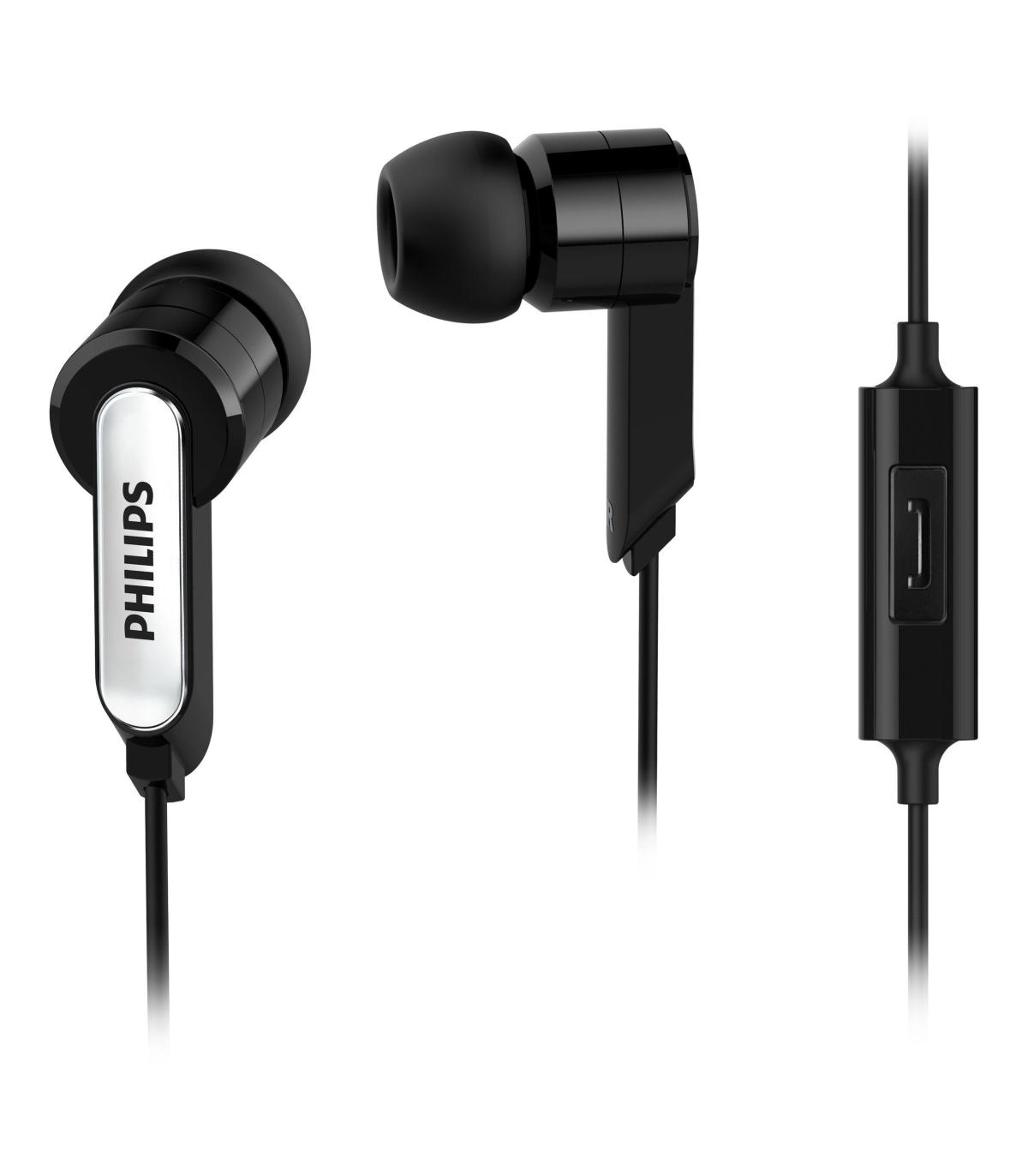 Auriculares Intrauditivos Philips SHE1405 10  Con Micrfono  Jack 3.5  Negros