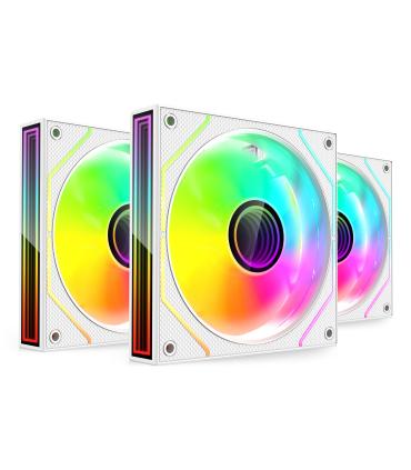 Pack 3 Ventiladores Mars Gaming MF-3DPROKIT  12cm + HUB + Mando A Distancia  ARGB  Blanco