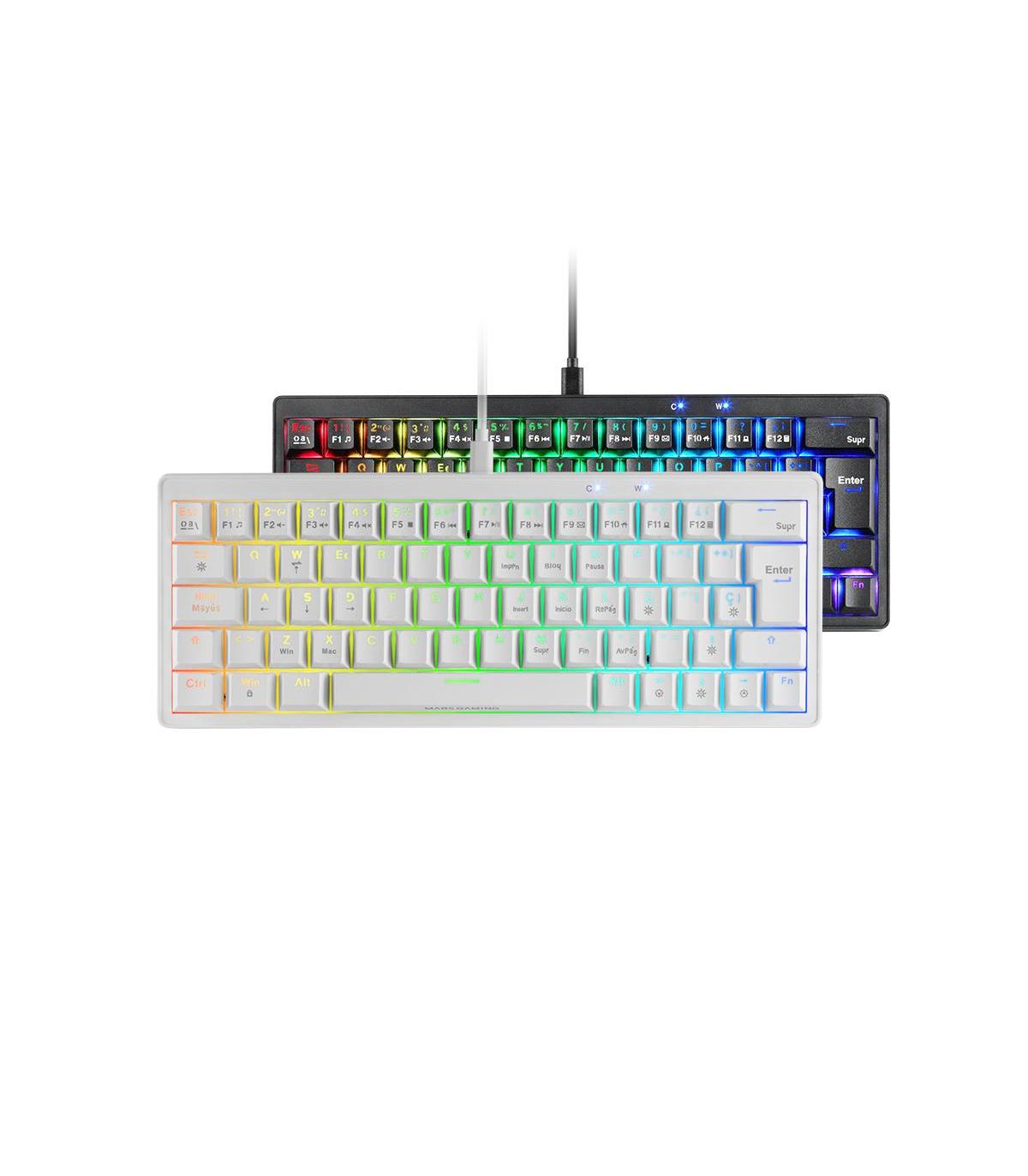Teclado Gaming Mecnico Mars Gaming MKMINIPRO  Switch Amarillo  Blanco