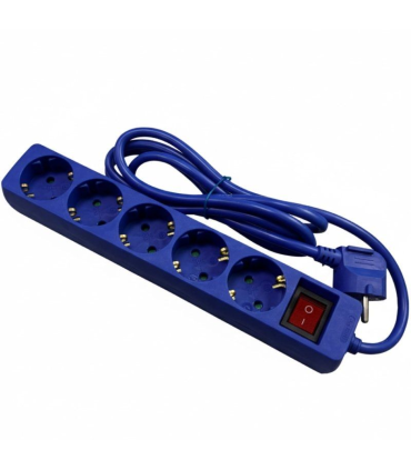 Regleta con Interruptor Phasak BN 0825/ 5 Tomas de Corriente/ Cable 1.8m/ Azul