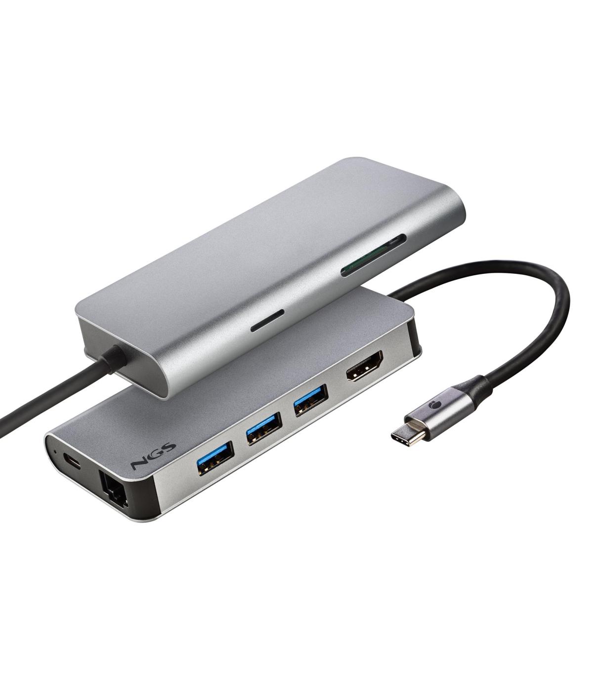 HUB USB NGS 8 PUERTOS USB-C  CON ADAPTADOR DE CORRIENTE WONDERDOCK8