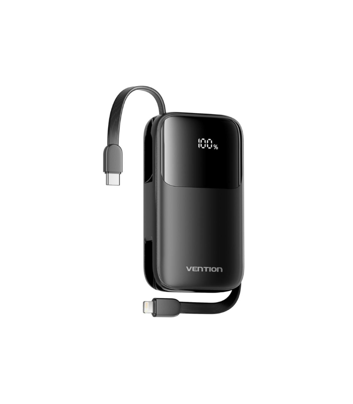 Powerbank 10000mAh Vention I11BA/ 22.5W/ Negra/ Incluye Cable USB Tipo-C y Lightning