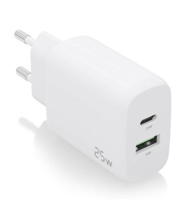 CARGADOR AISENS 25W 1XUSB-C PD3.0 1XUSB-A QC3.0 BLANCO