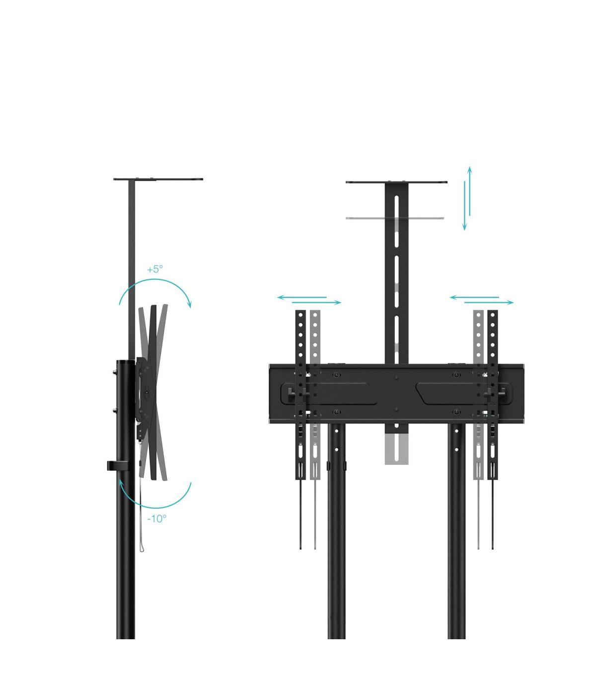 Soporte De Suelo Inclinable Con Ruedas TooQ NEFERTITI FS1151M-B Para TV De 37-70'  Hasta 70kg