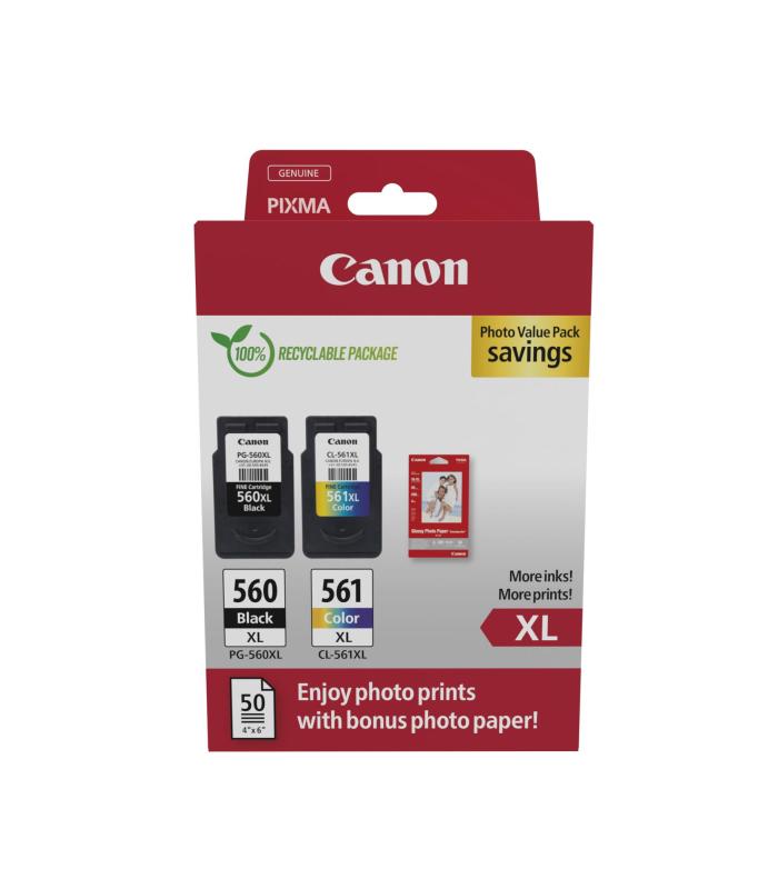 PACK CARTUCHOS NEGRO-COLOR PHOTO CANON PG-560XL + CL-561XL