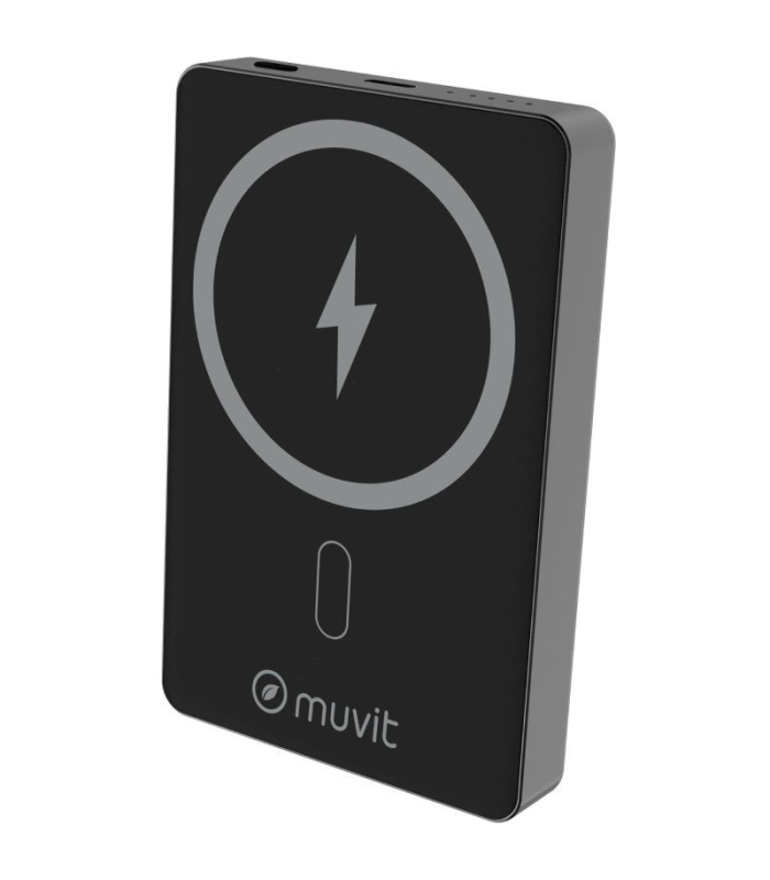 Powerbank 10000mAh Muvit For Change MCCHP0010/ 20W/ Wireless/ Negra/ Incluye Cable USB Tipo-C