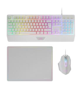 Pack Gaming Mars Gaming MCP124  Teclado H-MECH  + Ratn Ptico + Alfombrilla  Blanco