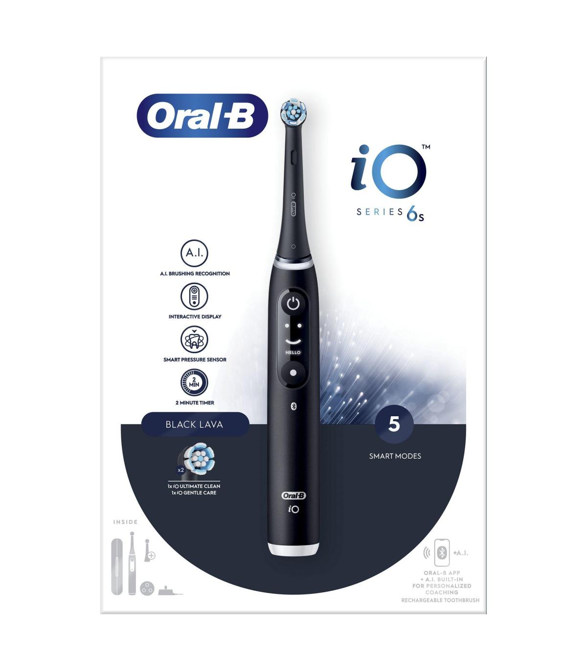 Cepillo Dental Braun Oral-B IO 6  Incluye 2 Recambios  Negro
